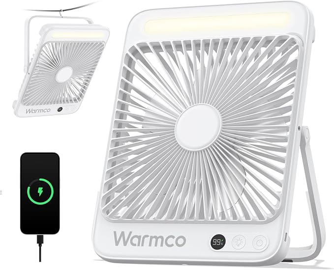 20000mAh Battery Powered Fan, Ultra- 8-Inch Portable Camping Fan with LED Lantern, product image