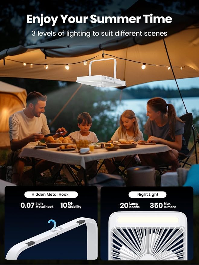 20000mAh Battery Powered Fan, Ultra- 8-Inch Portable Camping Fan with LED Lantern, alternate product