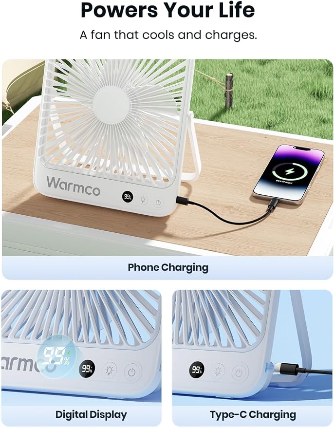 20000mAh Battery Powered Fan, Ultra- 8-Inch Portable Camping Fan with LED Lantern, alternate product