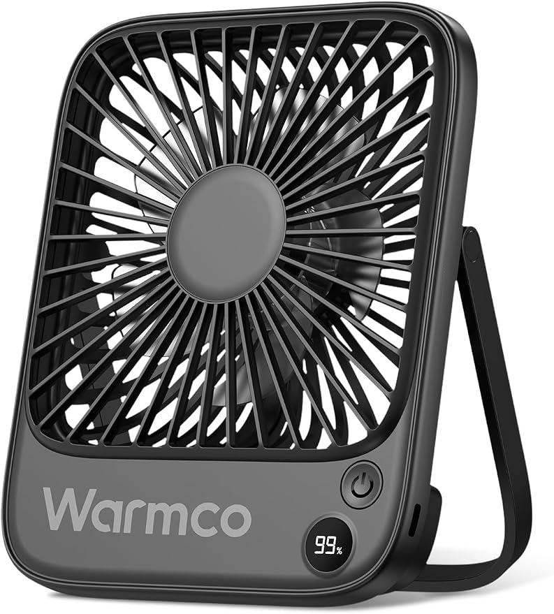 Portable Travel Fan 5000mAh, Ultra-thin Rechargeable Battery Operated Small Desk Fan, product image