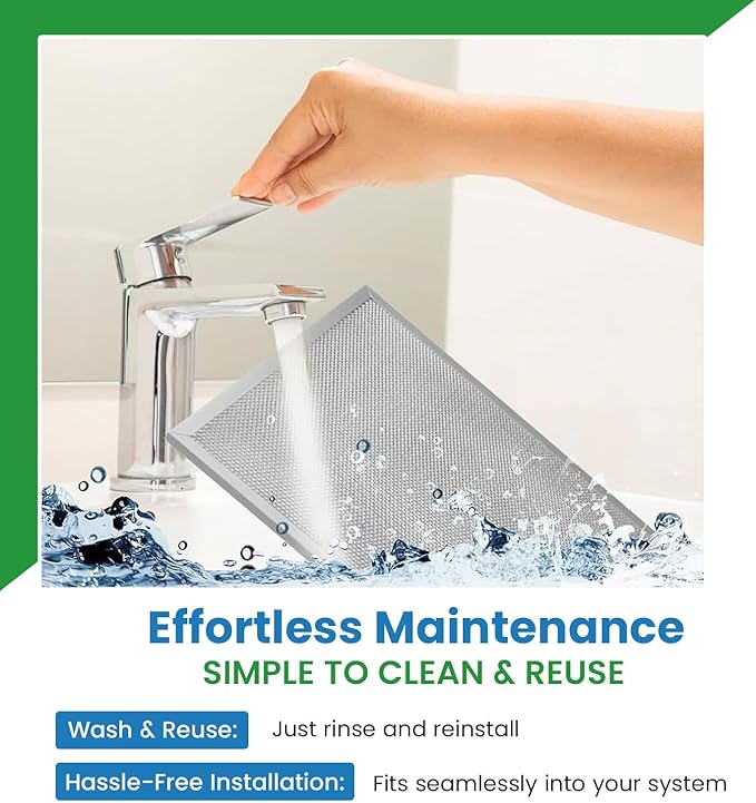 Washable Aluminum Air Filter – 12 x 12 x 1 – Permanent, Reusable HVAC Intake Filter – Heavy-Duty Expanded Aluminum Mesh