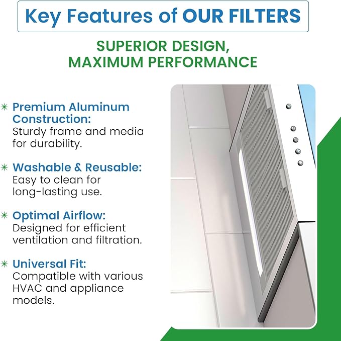 Washable Aluminum Air Filter – 20 x 30 x 1 – Permanent, Reusable HVAC Intake Filter – Heavy-Duty Expanded Aluminum Mesh
