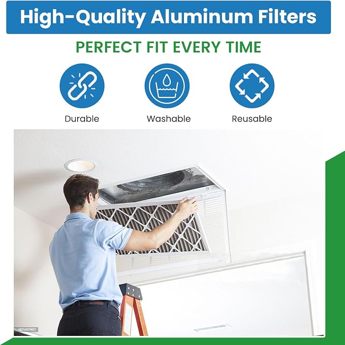 Washable Aluminum Air Filter – 20 x 36 x 2 – Permanent, Reusable HVAC Intake Filter – Heavy-Duty Expanded Aluminum Mesh