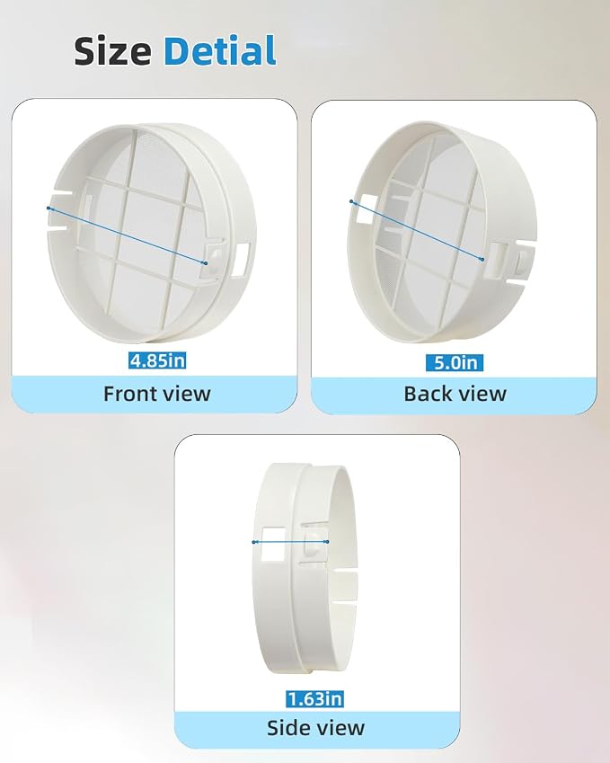 Washable Hose Pre-Filter for Portable Air Conditioner, 5’’ Diamiter 2 Pack White, alternate product view 6