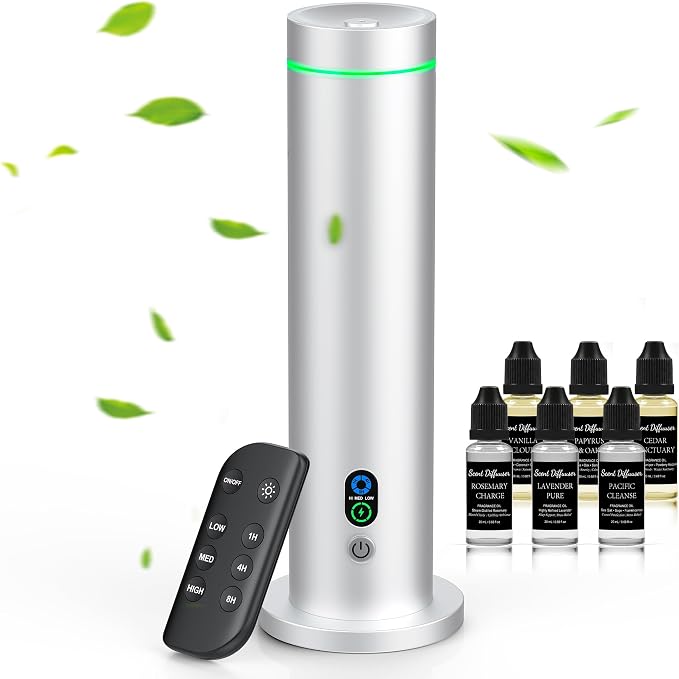 Waterless Diffuser, 1000 Sq.Ft Coverage, Essential Oil Diffuser with Tilt-Safe, Remote Control, Adjustable Mist, product