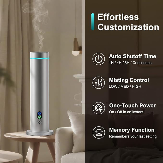 Waterless Diffuser, 1000 Sq.Ft Coverage, Essential Oil Diffuser with Tilt-Safe, Remote Control, Adjustable Mist, alternate