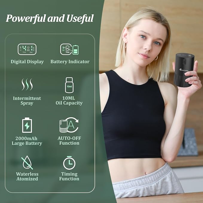 Waterless Diffuser for Essential Oil - Aroma Diffuser for Home with Battery Indicator, alternate product view 3
