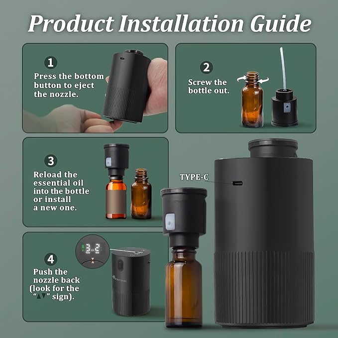Waterless Diffuser for Essential Oil - Aroma Diffuser for Home with Battery Indicator, alternate product view 6
