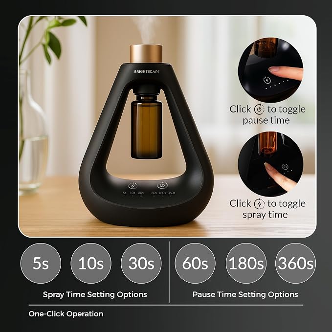 Waterless Diffuser for Essential Oil – Battery Operated Hotel Scent Diffuser – Portable, Cordless Aromatherapy for Home