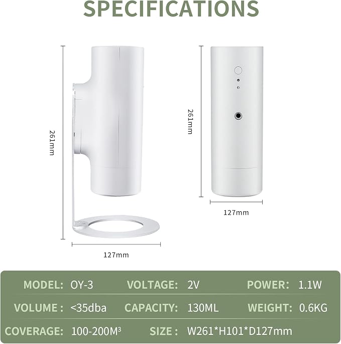 Waterless Diffuser for Essential Oils, Smart Aroma Diffuser for Home, 130ml/1000 Sq., alternate product view 6