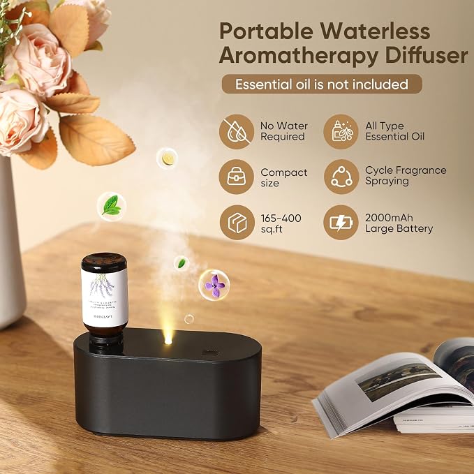 Waterless Diffuser for Home Essential Oil Diffuser, Aromatherapy Diffuser, Portable Scent Diffusers, 3 Mist Modes, alternate