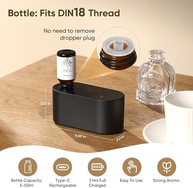 Waterless Diffuser for Home Essential Oil Diffuser, Aromatherapy Diffuser, Portable Scent Diffusers, 3 Mist Modes, alternate