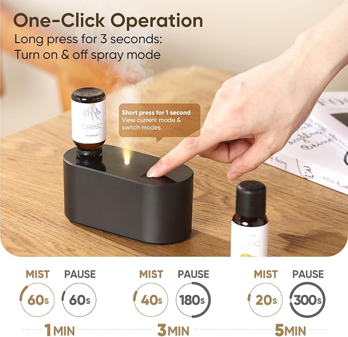 Waterless Diffuser for Home Essential Oil Diffuser, Aromatherapy Diffuser, Portable Scent Diffusers, 3 Mist Modes, alternate