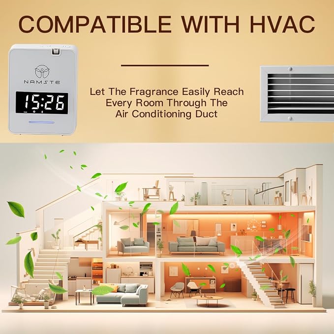 Waterless Diffuser - HVAC System Essential Oil Diffuser with Clock - Whole House & Hotel Coverage 3000 Sq., alternate product