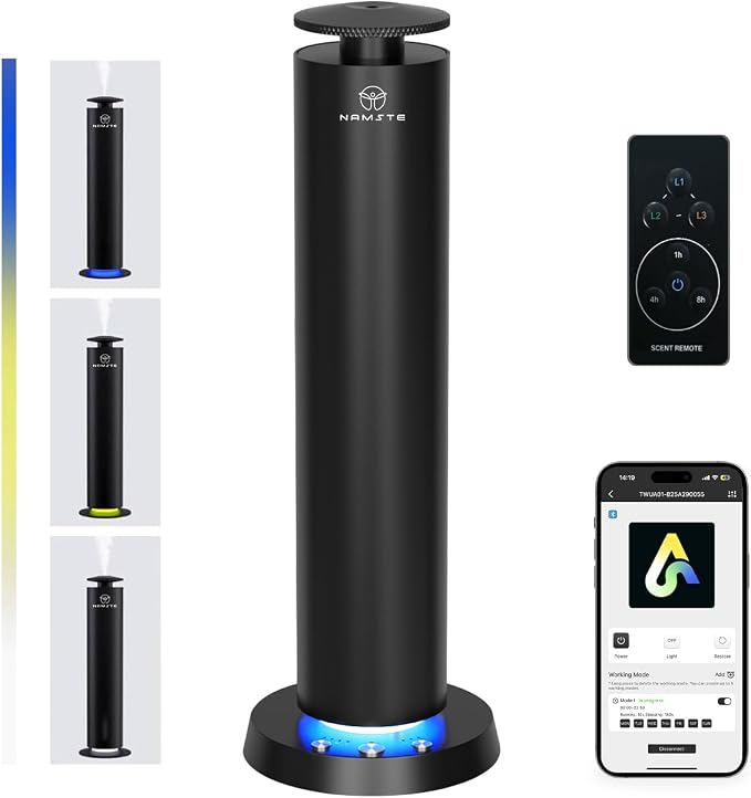 Waterless Diffuser Wireless Rechargeable Essential Oil Diffusers with LED Light – Bedroom Quiet Mist 1800 Sq Ft Coverage