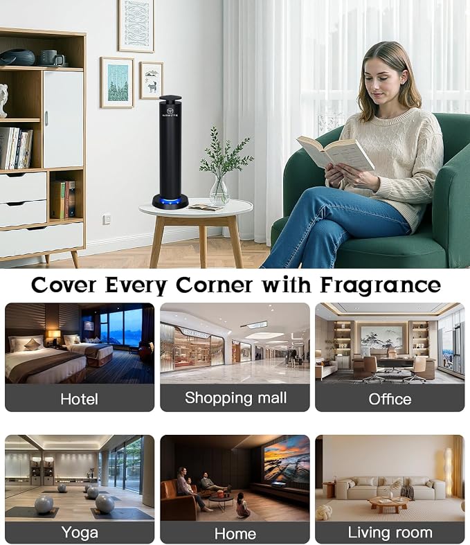 Waterless Diffuser Wireless Rechargeable Essential Oil Diffusers with LED Light – Bedroom Quiet Mist 1800 Sq Ft Coverage