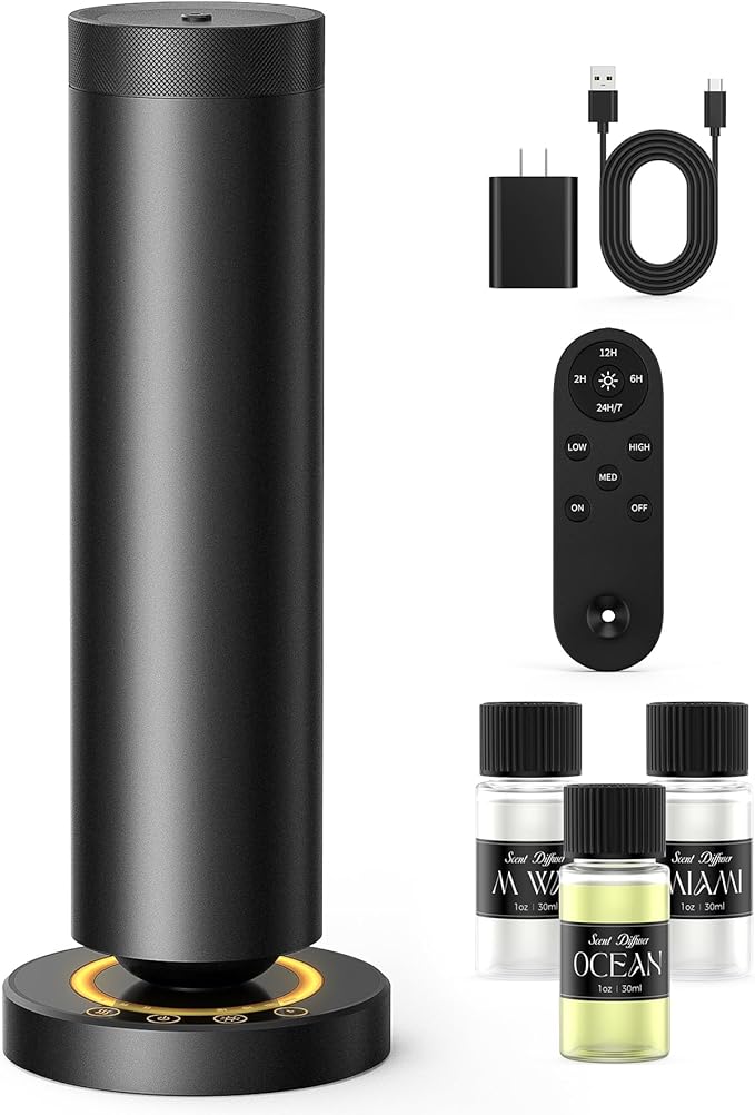 Waterless Diffuser with 90ML Essential Oils, Covers 1000 Sq Ft, Diffusers for Home Hotel, Adjustable Mist & Timer, product