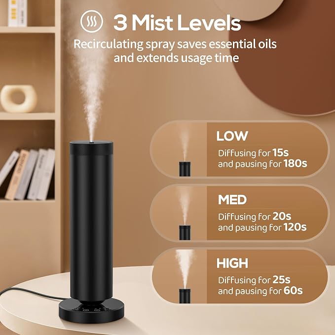 Waterless Diffuser with 90ML Essential Oils, Covers 1000 Sq Ft, Diffusers for Home Hotel, Adjustable Mist & Timer, alternate
