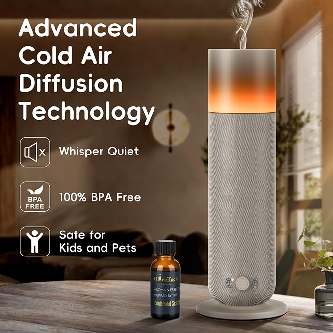Waterless Diffuser with Fabric-Wrapped Design, Cold Air Scent Diffusers for Home & Office, Hotel Collection Diffuser