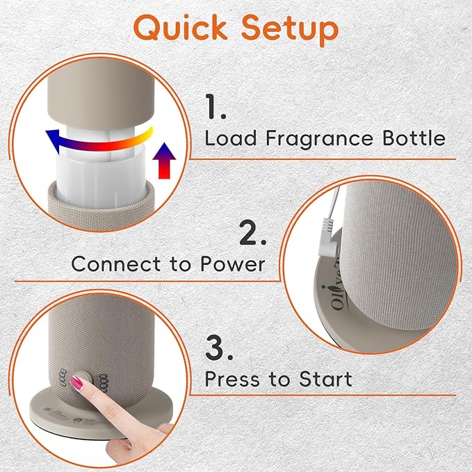 Waterless Diffuser with Fabric-Wrapped Design, Cold Air Scent Diffusers for Home & Office, Hotel Collection Diffuser