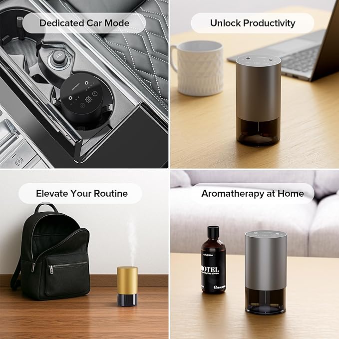 Waterless Diffusers with Dual Nozzle for Essential Oils Mini Scent Air Machine with 5 Timer Settings, alternate product view
