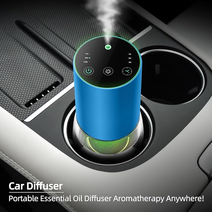 Waterless Essential Oil Diffuser 100ML Large Capacity Battery Operated Cordless Aromatherapy Diffuser with Timing & 3 Mist