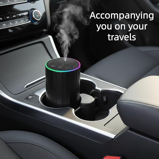 Waterless Essential Oil Diffuser, 7 Colors LED Light, Battery Powered Mini Scent Air Machine, alternate product view 2