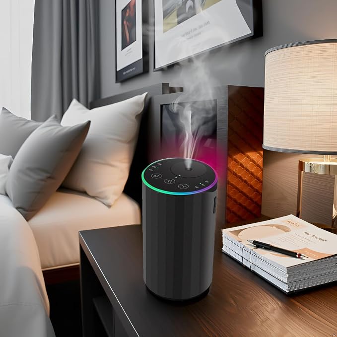 Waterless Essential Oil Diffuser, 7 Colors LED Light, Battery Powered Mini Scent Air Machine, alternate product view 3