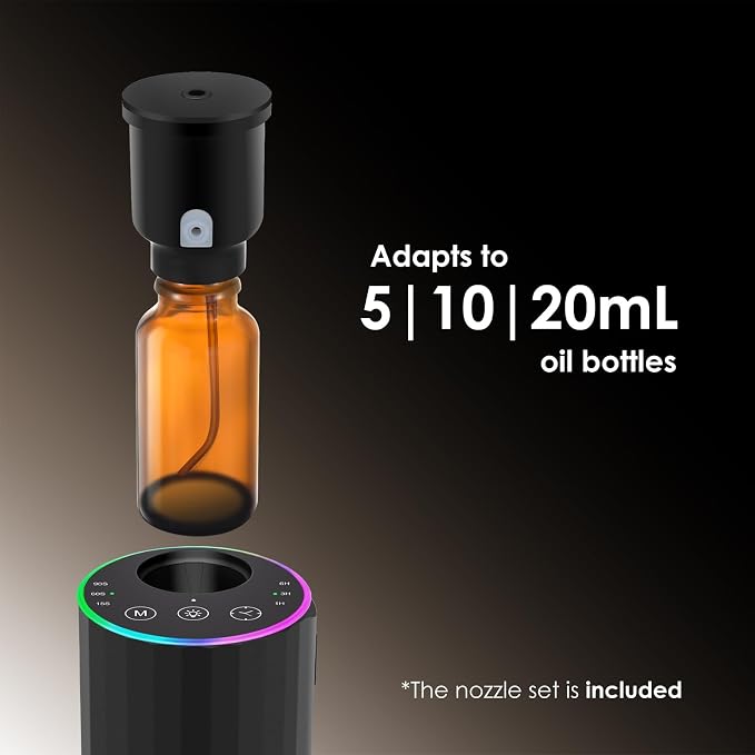 Waterless Essential Oil Diffuser, 7 Colors LED Light, Battery Powered Mini Scent Air Machine, alternate product view 7