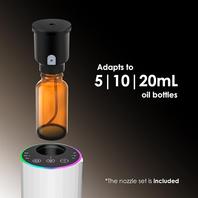 Waterless Essential Oil Diffuser, 7 Colors LED Light, Battery Powered Mini Scent Air Machine, alternate product view 2