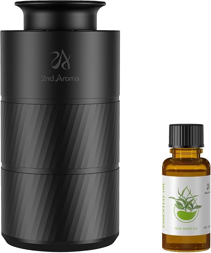 Waterless Essential Oil Diffuser, Aluminum Rechargeable Battery Operated Diffuser, 3 Timer Settings, 3 Mist Levels, product