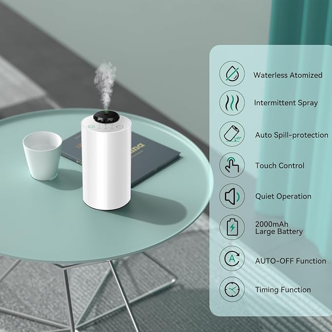 Waterless Essential Oil Diffuser Aromatherapy Scent Diffusers for Home Large Room, Bedroom, Car, Office, Desk, alternate