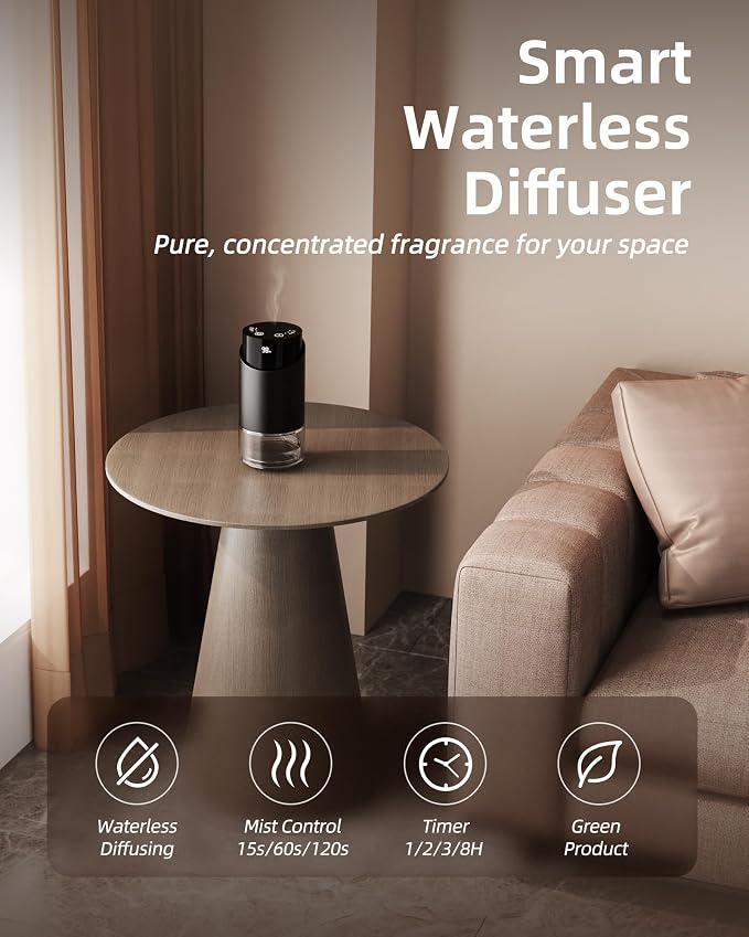 Waterless Essential Oil Diffuser Aromatherapy Scent Diffusers for Home Large Room, Car, Office, Desk, alternate product view