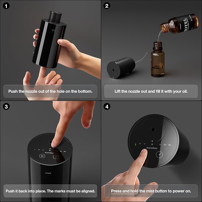 Waterless Essential Oil Diffuser, Battery Operated Aromatherapy Diffuser with 20mL Capacity, Mini Portable Scent Air