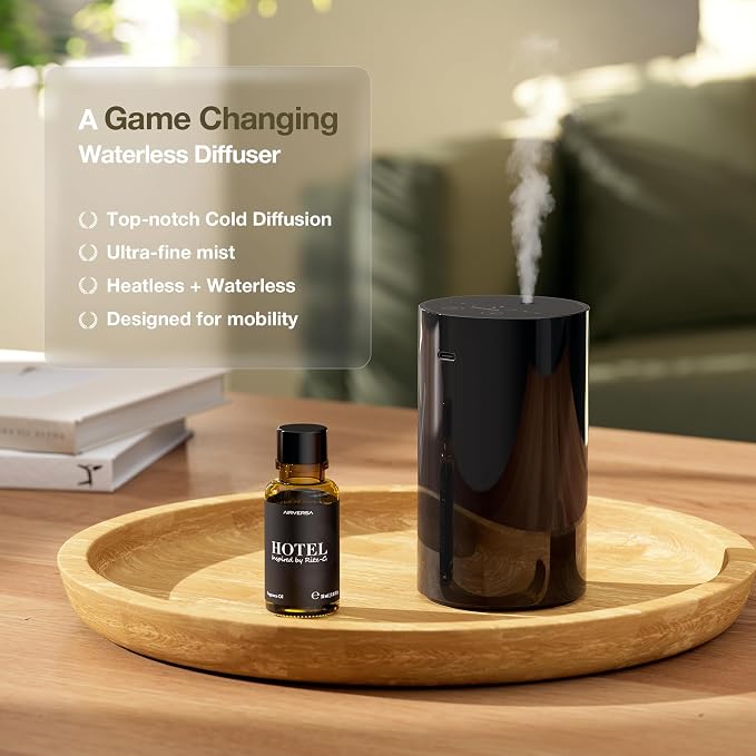 Waterless Essential Oil Diffuser, Battery Operated Aromatherapy Diffuser with 20mL Capacity, Mini Portable Scent Air