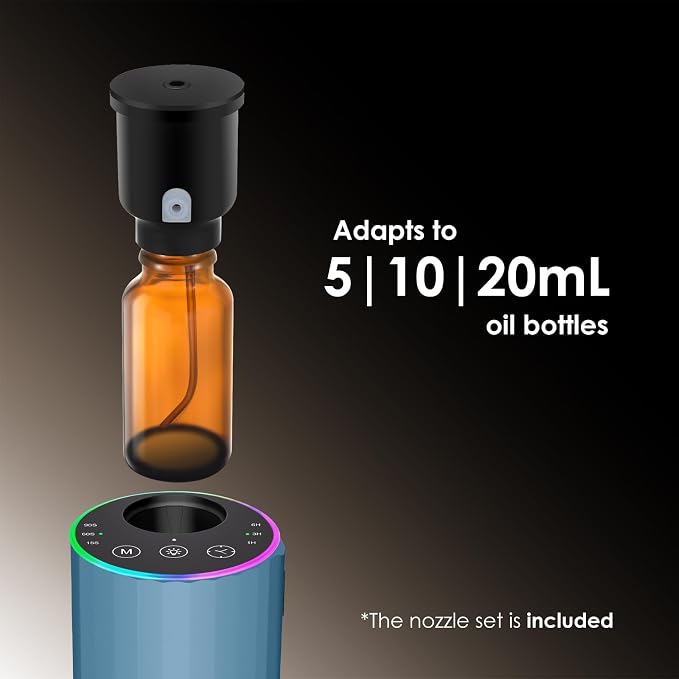 Waterless Essential Oil Diffuser, Battery Powered Mini Scent Air Machine, Aromatherapy Mist Diffuser for Home Room Car Office