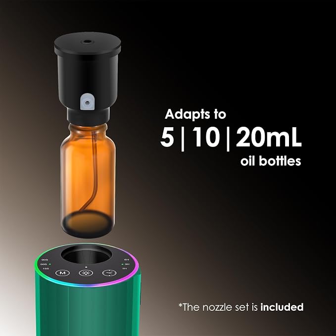 Waterless Essential Oil Diffuser, Battery Powered Mini Scent Air Machine, Aromatherapy Mist Diffuser for Home Room Car Office