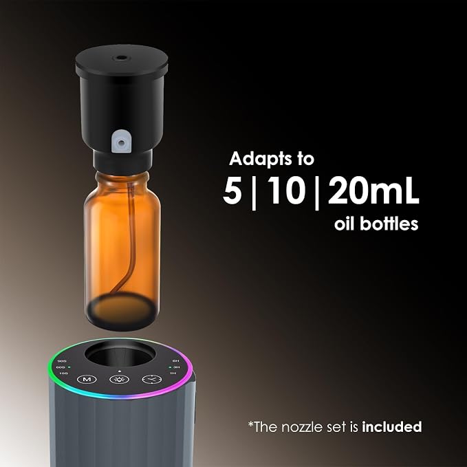 Waterless Essential Oil Diffuser, Battery Powered Mini Scent Air Machine, Aromatherapy Mist Diffuser for Home Room Car Office