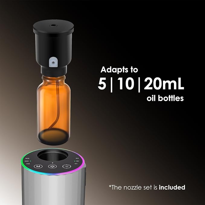 Waterless Essential Oil Diffuser, Battery Powered Mini Scent Air Machine, Aromatherapy Mist Diffuser for Home Room Car Office