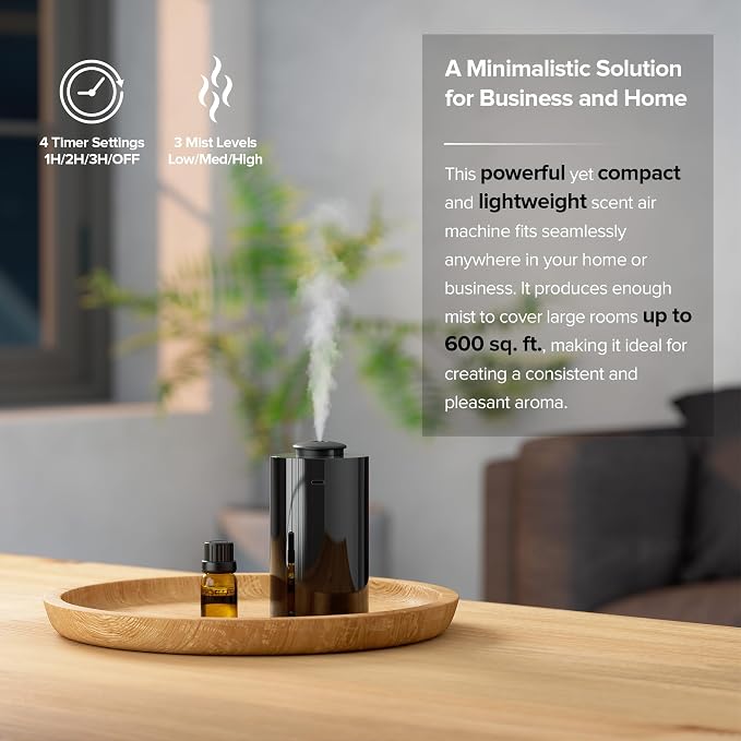 Waterless Essential Oil Diffuser for Home Aromatherapy Car Nebulizing Diffuser Battery Operated 5-20mL Mini Scent Air Machine