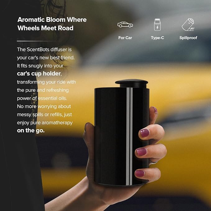 Waterless Essential Oil Diffuser for Home Aromatherapy Car Nebulizing Diffuser Battery Operated 5-20mL Mini Scent Air Machine