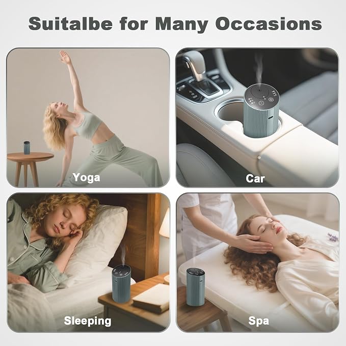 Waterless Essential Oil Diffuser for Home Car Office, Scent Diffuser with 4 Timer (1/3/6H & Off) & 3 Mist(L/M/H), alternate