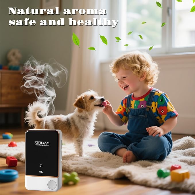 Waterless Essential Oil Diffuser for Home & Office Cordless Battery Operated Aroma Diffuser with 7 Mist Levels, alternate
