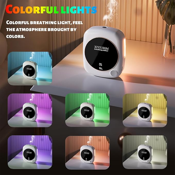 Waterless Essential Oil Diffuser for Home Office Travel Ultrasonic Aromatherapy Small Cordless Diffuser with 7 Mist Modes for