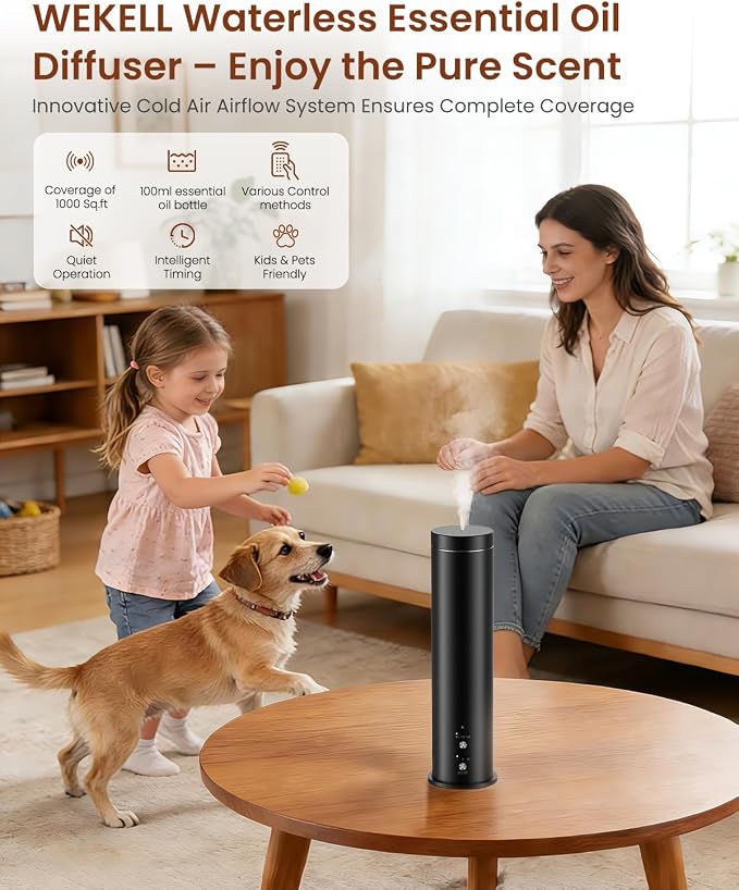 Waterless Essential Oil Diffuser for Large Room, 1000 Sq Ft Coverage, Scent Diffuser for Home, Office, Hotel and Spas
