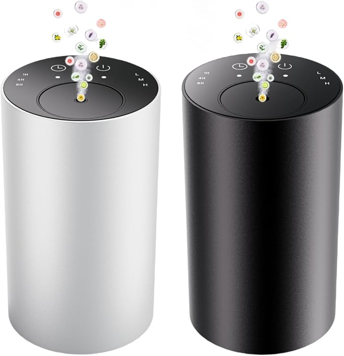 Waterless Essential Oil Diffuser, Portable Aromatherapy Diffuser, Mini Scent Machine, Battery Operated, 1/4/8-Hour Timer