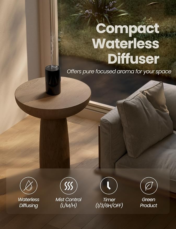 Waterless Essential Oil Diffuser, Portable Aromatherapy Diffuser with 20mL Capacity, alternate product view 2