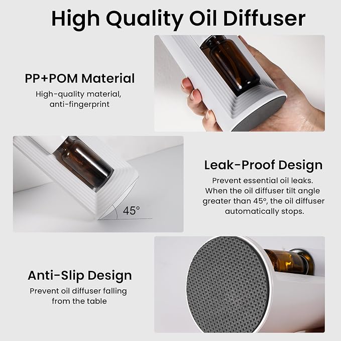 Waterless Essential Oil Diffuser, Portable Small Mini Scent Air Machine, Quiet Leak-Proof Home Fragrance Aroma Diffuser