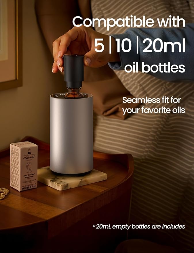 Waterless Essential Oil Diffuser, Rechargeable Scent Diffusers with 3 Mist Levels & Timers, alternate product view 6
