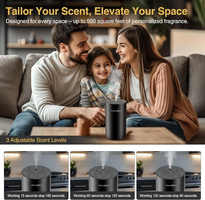 Waterless Essential Oil Diffuser Starter Kit - No Water Needed, Battery Operated Mini Scent Air Machine, Included 3x20ML